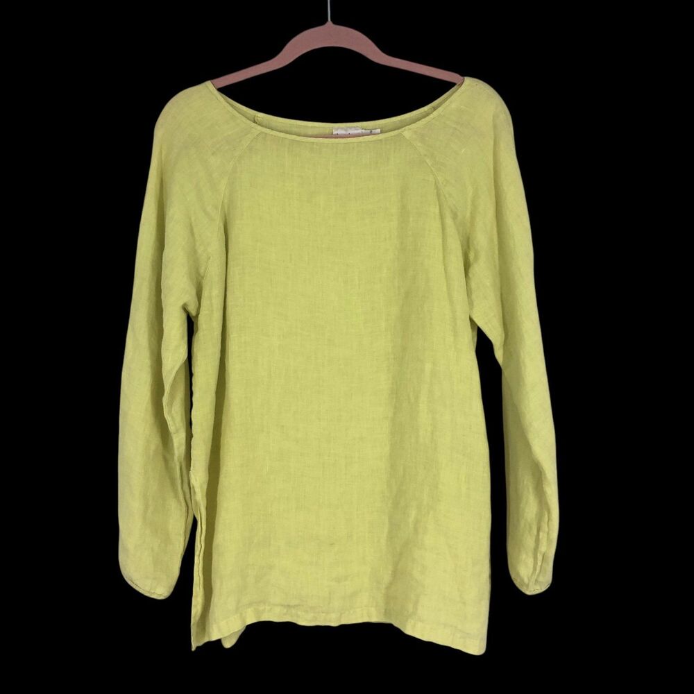 Vtg Kiko Pistachio Green Lagen Linen Blouse, Popo… - image 1